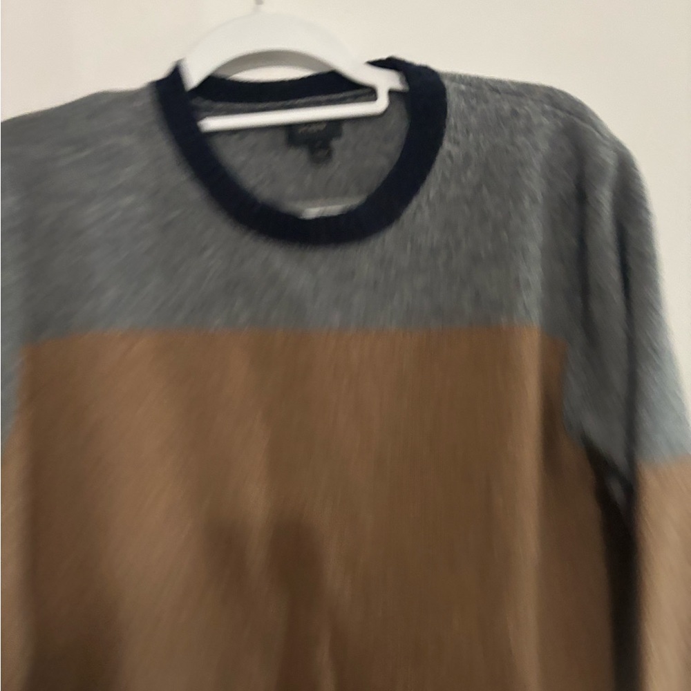 J. Crew Men's Gray and Tan Crewneck Sweater